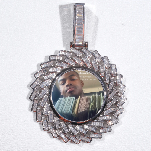 Large 3D Baguette Custom Picture Pendant