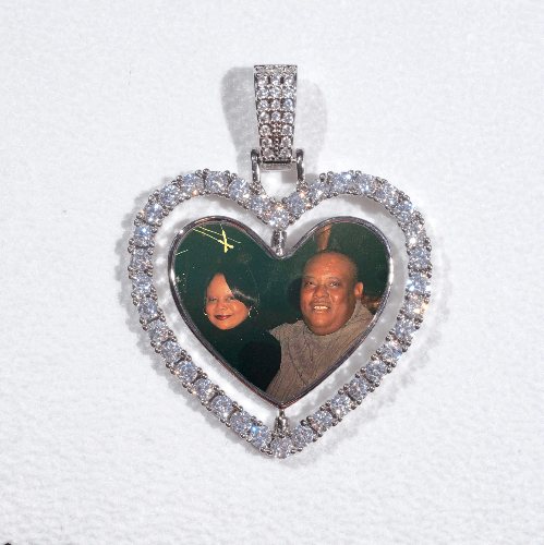 3D Spinning 2-Faced Heart Custom Picture Pendant