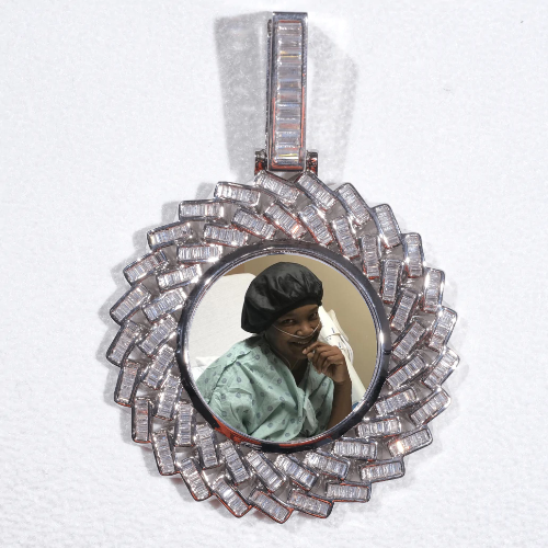 Large 3D Baguette Custom Picture Pendant
