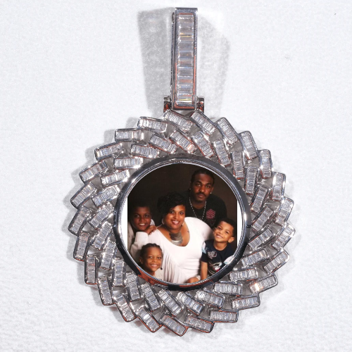 Large 3D Baguette Custom Picture Pendant