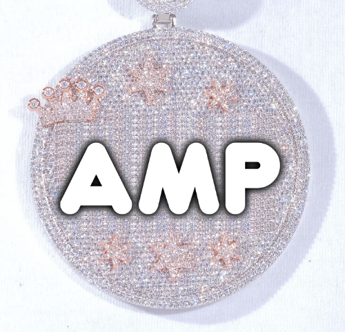 CUSTOM LETTER NECKLACE 3D BIG CROWN DISC