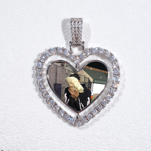 3D Spinning 2-Faced Heart Custom Picture Pendant