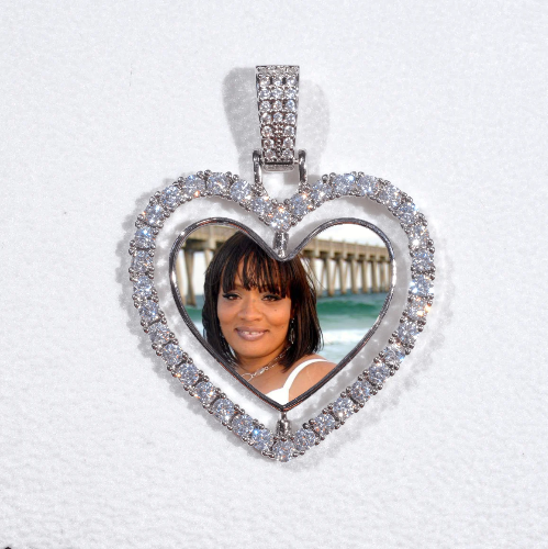 3D Spinning 2-Faced Heart Custom Picture Pendant