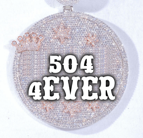 CUSTOM LETTER NECKLACE 3D BIG CROWN DISC