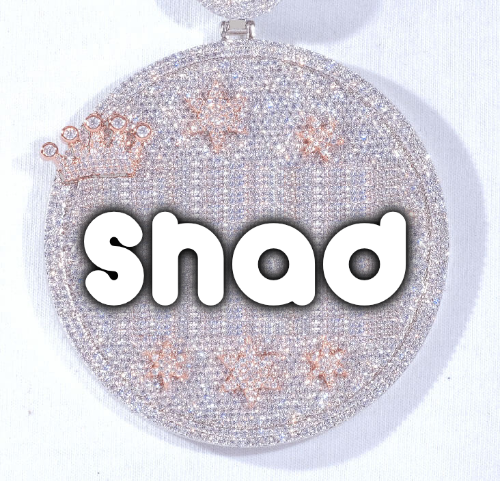 CUSTOM LETTER NECKLACE 3D BIG CROWN DISC