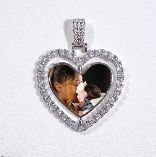 3D Spinning 2-Faced Heart Custom Picture Pendant