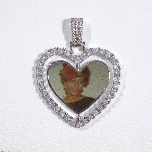 3D Spinning 2-Faced Heart Custom Picture Pendant