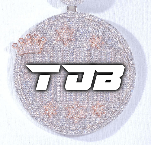 CUSTOM LETTER NECKLACE 3D BIG CROWN DISC