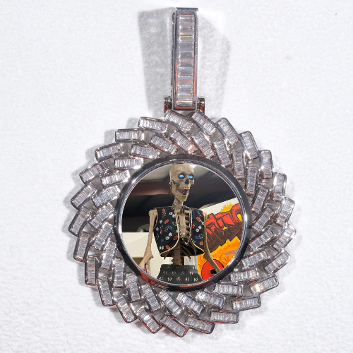 Large 3D Baguette Custom Picture Pendant