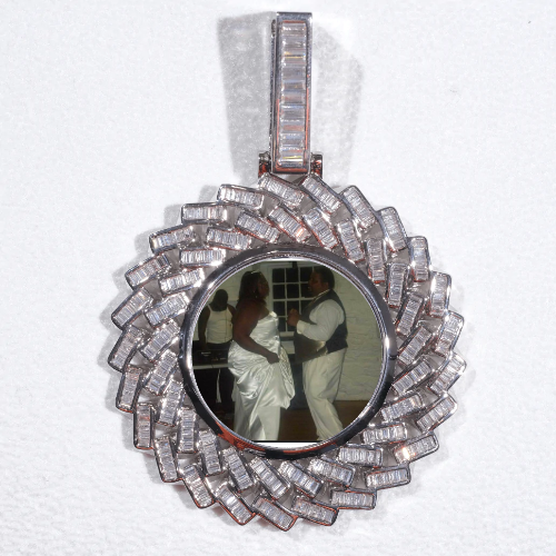 Large 3D Baguette Custom Picture Pendant