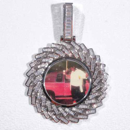 Large 3D Baguette Custom Picture Pendant