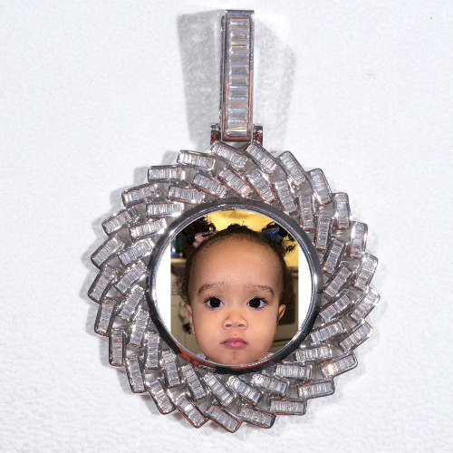Large 3D Baguette Custom Picture Pendant