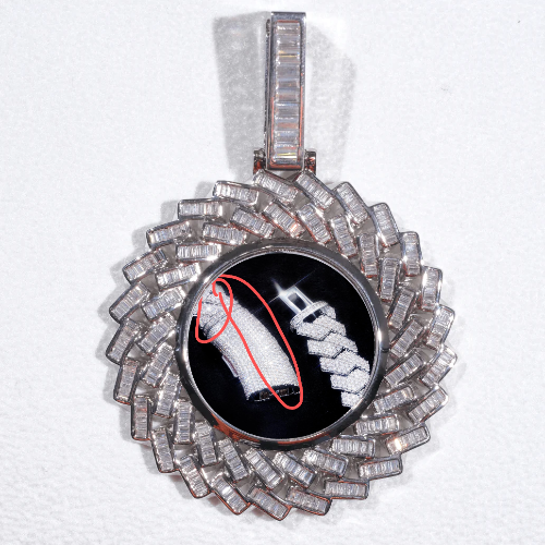 Large 3D Baguette Custom Picture Pendant