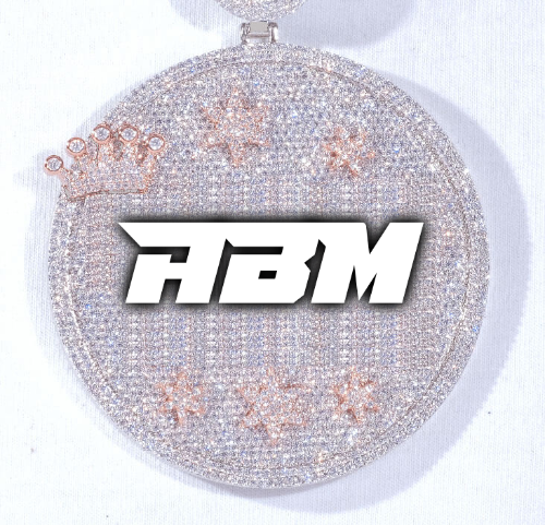 CUSTOM LETTER NECKLACE 3D BIG CROWN DISC