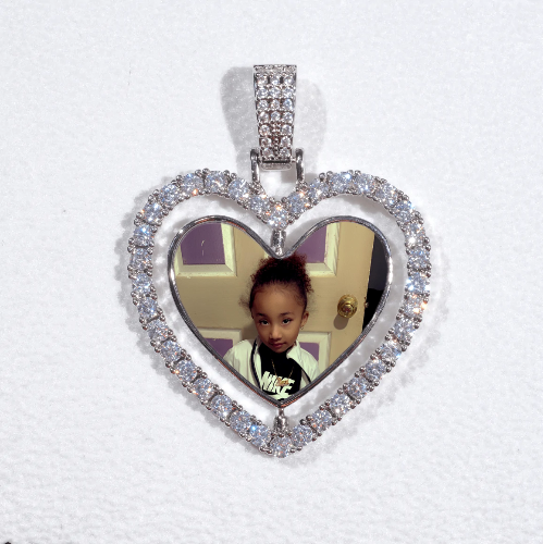 3D Spinning 2-Faced Heart Custom Picture Pendant