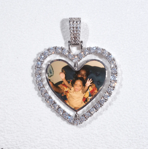 3D Spinning 2-Faced Heart Custom Picture Pendant