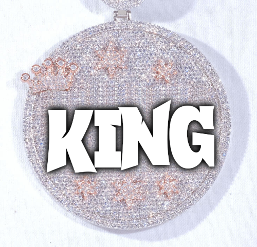 CUSTOM LETTER NECKLACE 3D BIG CROWN DISC