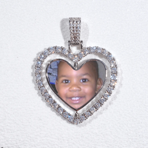 3D Spinning 2-Faced Heart Custom Picture Pendant