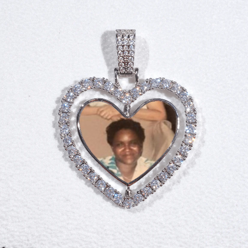 3D Spinning 2-Faced Heart Custom Picture Pendant