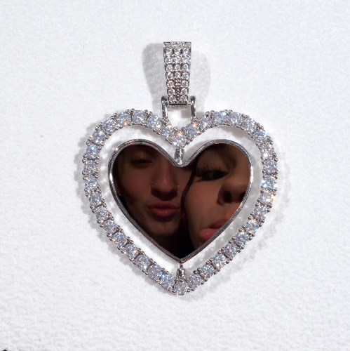 3D Spinning 2-Faced Heart Custom Picture Pendant