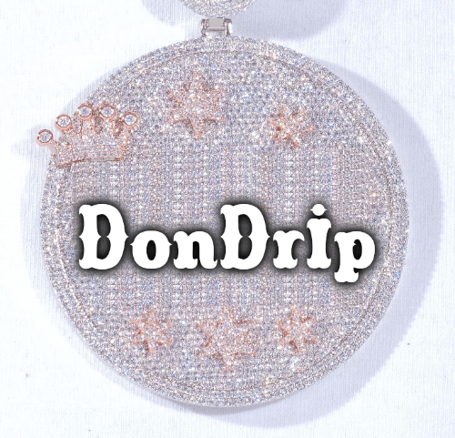 CUSTOM LETTER NECKLACE 3D BIG CROWN DISC