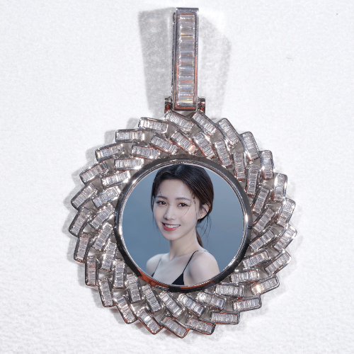 Large 3D Baguette Custom Picture Pendant
