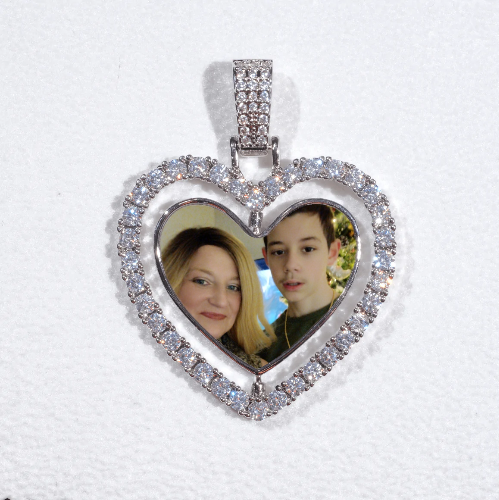 3D Spinning 2-Faced Heart Custom Picture Pendant