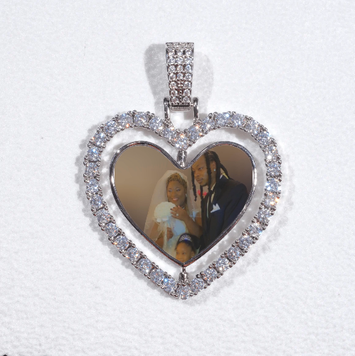 3D Spinning 2-Faced Heart Custom Picture Pendant