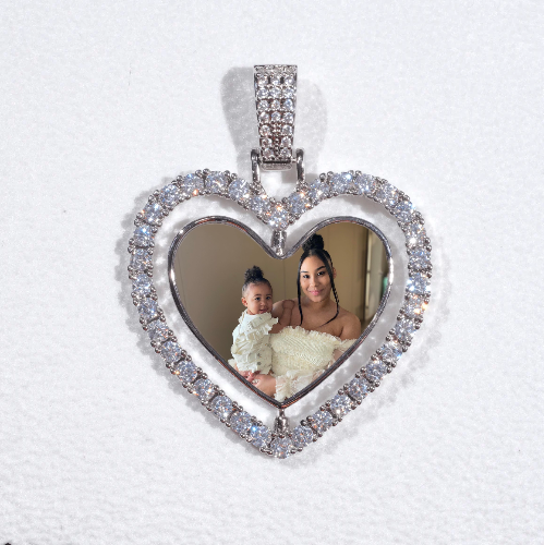 3D Spinning 2-Faced Heart Custom Picture Pendant
