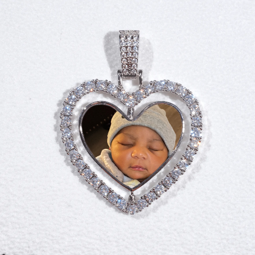3D Spinning 2-Faced Heart Custom Picture Pendant