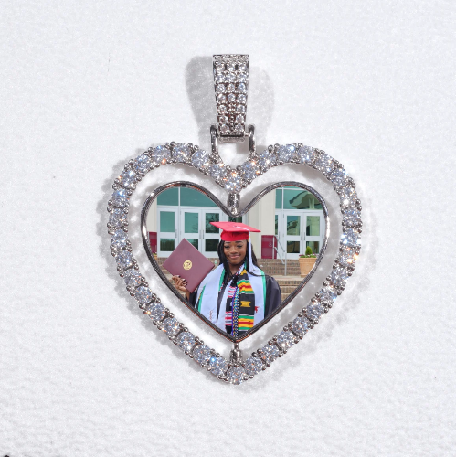 3D Spinning 2-Faced Heart Custom Picture Pendant