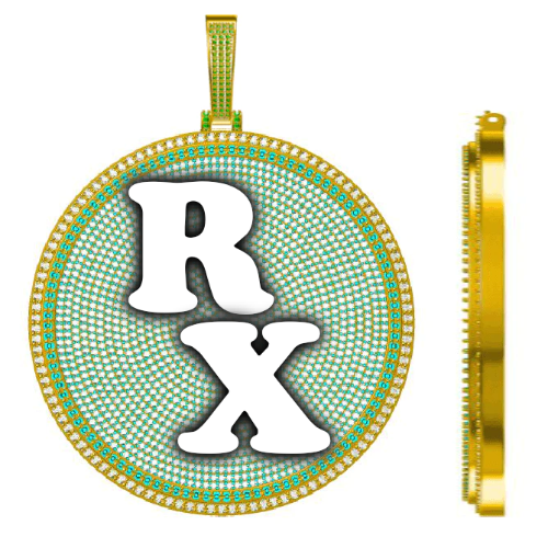 CUSTOM LETTER NECKLACE 3D BIG DISC