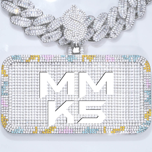 CUSTOM LETTER NECKLACE 3D COLORFUL SQUARE