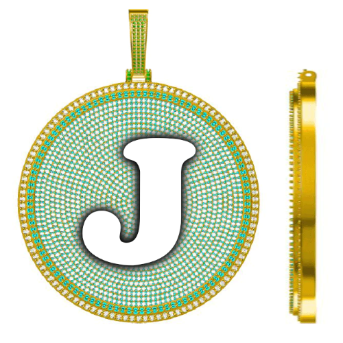 CUSTOM LETTER NECKLACE 3D BIG DISC