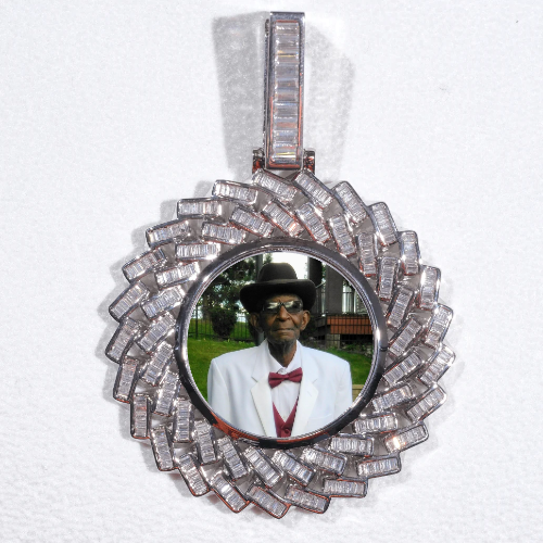 Large 3D Baguette Custom Picture Pendant