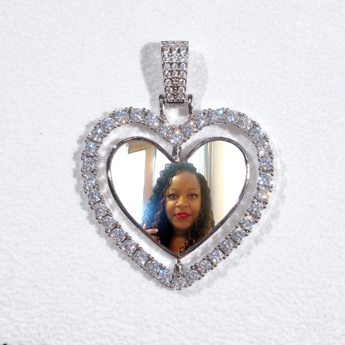 3D Spinning 2-Faced Heart Custom Picture Pendant