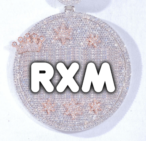 CUSTOM LETTER NECKLACE 3D BIG CROWN DISC