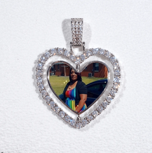 3D Spinning 2-Faced Heart Custom Picture Pendant