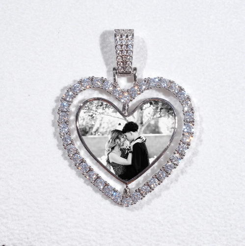3D Spinning 2-Faced Heart Custom Picture Pendant