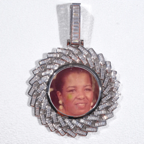 Large 3D Baguette Custom Picture Pendant