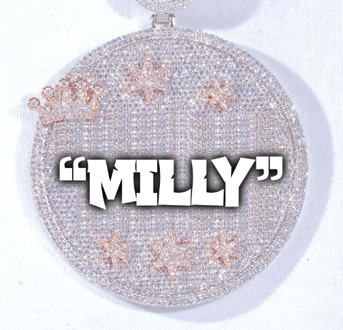 CUSTOM LETTER NECKLACE 3D BIG CROWN DISC