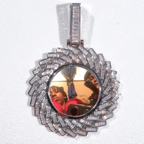 Large 3D Baguette Custom Picture Pendant