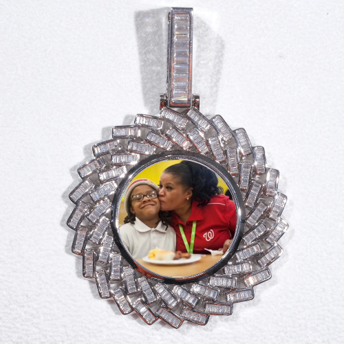 Large 3D Baguette Custom Picture Pendant
