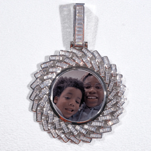 Large 3D Baguette Custom Picture Pendant