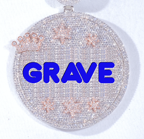 CUSTOM LETTER NECKLACE 3D BIG CROWN DISC - The GUU Shop