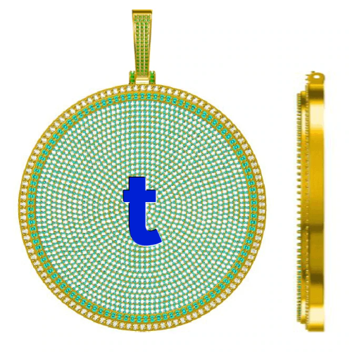 CUSTOM LETTER NECKLACE 3D BIG DISC