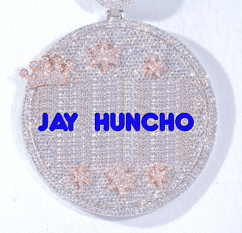 CUSTOM LETTER NECKLACE 3D BIG CROWN DISC