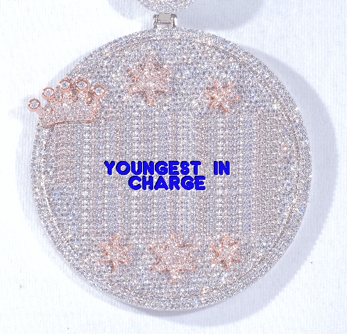 CUSTOM LETTER NECKLACE 3D BIG CROWN DISC