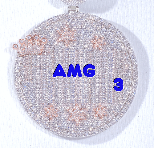 CUSTOM LETTER NECKLACE 3D BIG CROWN DISC