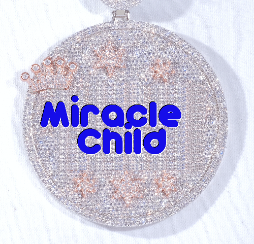 CUSTOM LETTER NECKLACE 3D BIG CROWN DISC